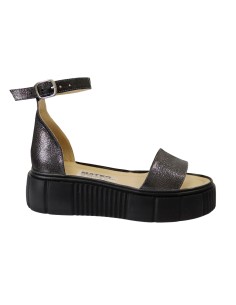 Sandale Dama Gri cu Platforma si Catarama, Piele Naturala