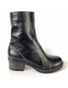 ghete dama din piele naturala negre imblanite cu toc si fermoar mateo shoes