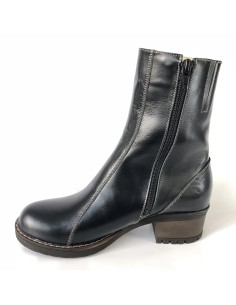 ghete dama din piele naturala negre imblanite cu toc si fermoar mateo shoes 2