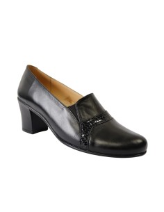 Pantofi Dama cu Toc Jos, Piele Naturala, cu Elastic si Lac 2