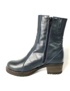 ghete dama din piele naturala albastre imblanite cu toc si fermoar mateo shoes 2