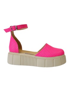 Sandale cu Varf Inchis Roz cu Platforma si Catarama, Piele Naturala 2