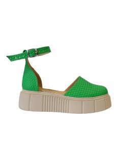 Sandale cu Varf Inchis Verzi cu Platforma si Catarama, Piele Naturala - Încălțăminte Românească 2