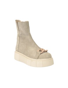 Ghete Piele Intoarsa Bej, cu Talpa Inalta, Fermoar si Accesoriu 2