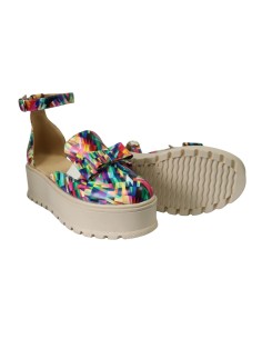 Sandale Femei cu Platforma, Imprimeu Multicolor, Piele Naturala 2