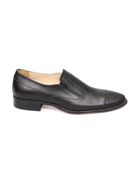 Pantofi cu Elastic pentru Barbati, Negri, Piele Naturala