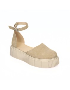Sandale Femei cu Platforma Melania, din Piele Naturala Nude Velur, cu Varf Inchis 2