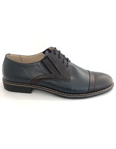 Pantofi casual barbati maro cu albastru piele naturala
