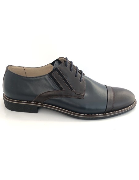 Pantofi casual barbati maro cu albastru piele naturala