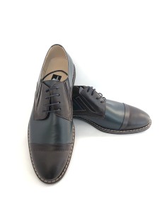 Pantofi casual barbati maro cu albastru piele naturala 2