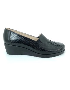 Pantofi dama lati casual cu elastic si talpa ortopedica din piele naturala cu insertii de lac