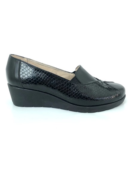 Pantofi dama lati casual cu elastic si talpa ortopedica din piele naturala cu insertii de lac