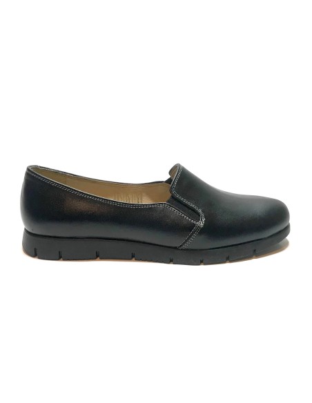 Pantofi dama sport casual cu elastic, negri din piele naturala