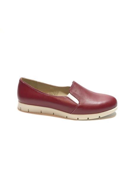 Pantofi dama sport casual cu elastic, rosii din piele naturala