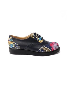Pantofi albastri cu imprimeu multicolor pentru femei