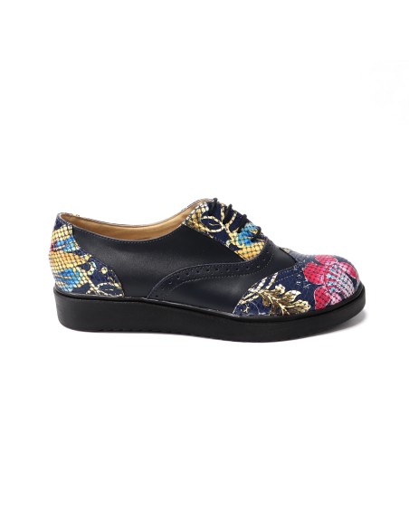 Pantofi albastri cu imprimeu multicolor pentru femei