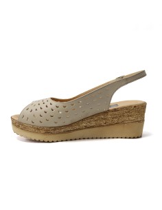 Sandale cu platforma bej perforate Amore50, Piele Naturala 2