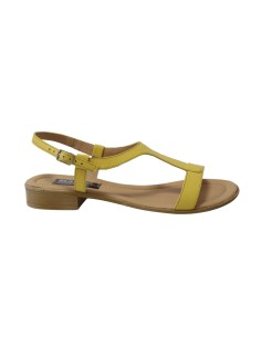 Sandale galbene pentru femei, talpa joasa Himera16, Piele Naturala