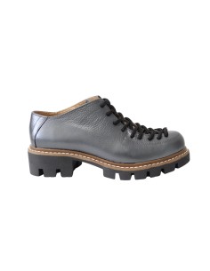 Pantofi gri pentru femei cu siret si talpa groasa Louisa09, Piele Naturala 2