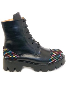 Ghete dama cu imprimeu multicolor din piele naturala