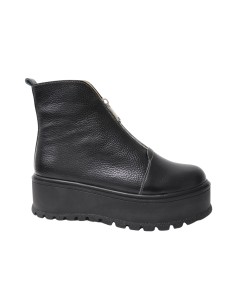 Ghete primavara dama negre cu talpa inalta si fermoar Amanda, Piele Naturala