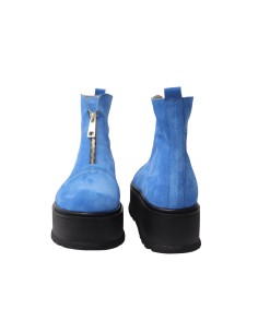 Ghete de Primavara din Piele Intoarsa Albastre cu Talpa Inalta si Fermoar Amanda, Fabricate in Romania 2