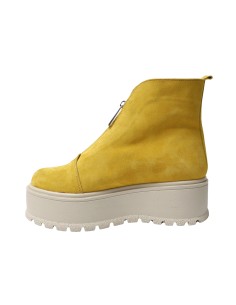 Ghete Dama Galbene cu Platforma si Fermoar Amanda, Piele Intoarsa, Fabricate in Romania 2