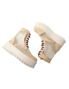 Ghete Vara femei nude, plasa perforata, cu talpa inalta, siret Amanda, Piele Naturala - Încălțăminte Românească 2