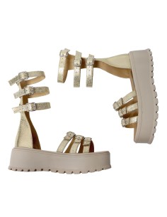 Sandale Dama cu Barete Aurii, Platforma Roma, Piele Naturala - Încălțăminte Românească 2