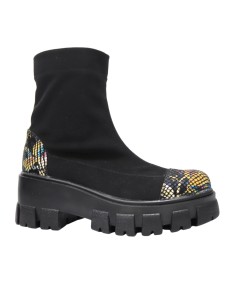 Ghete Stretch (elastic) cu Talpa Inalta Dama, piele naturala cu imprimeu cu flori, Melania, Mateo Shoes - Încălțăminte Româneasc