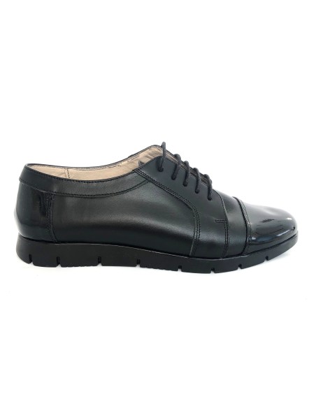 Pantofi dama casual negri cu lac si siret