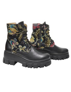 Ghete dama negre cu imprimeu multicolor 2