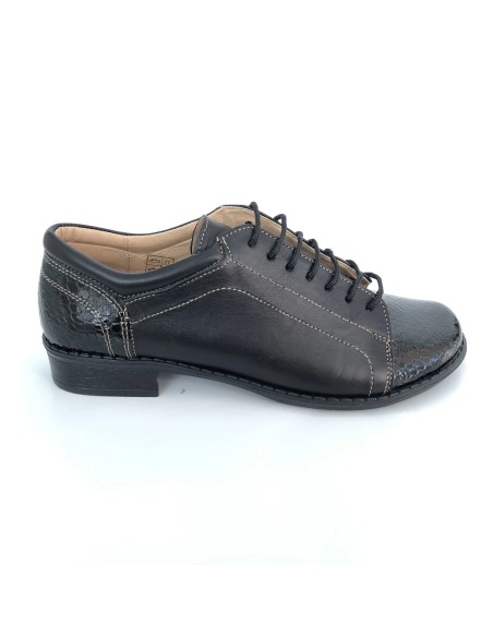 Pantofi dama lati casual cu siret din piele naturala cu lac