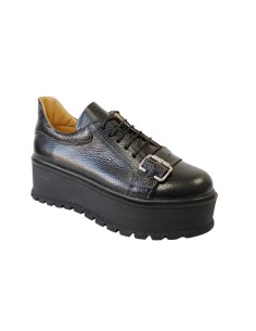 Pantofi Talpa Groasa Negri pentru Dama, Cu Catarame, Piele Naturala Amanda 2
