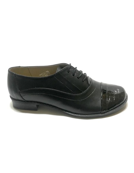 Pantofi dama lati casual cu siret si lac din piele naturala Mateo Shoes