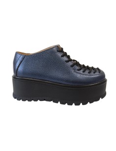 Pantofi cu talpa inalta din piele albastri Amanda, Mateo Shoes 2