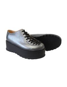 Pantofi cu talpa inalta din piele gri Amanda, Mateo Shoes 2