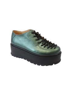 Pantofi verzi cu talpa inalta din piele Amanda, Mateo Shoes