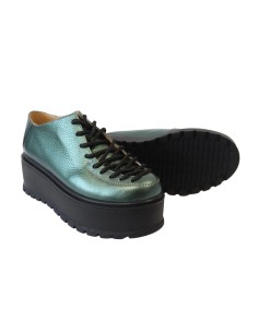 Pantofi verzi cu talpa inalta din piele Amanda, Mateo Shoes 2