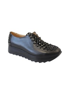 Pantofi sport cu siret pana in varf negri cu buline din piele naturala Maia, Mateo Shoes - Încălțăminte Românească 2