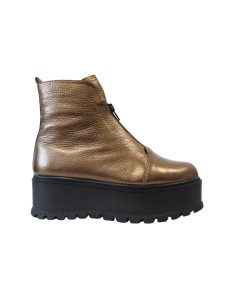 Ghete aurii cu talpa inalta si fermoar din piele naturala Amanda, Mateo Shoes