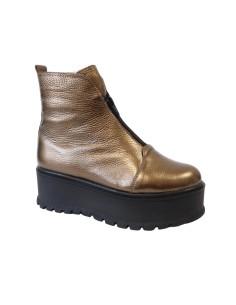Ghete aurii cu talpa inalta si fermoar din piele naturala Amanda, Mateo Shoes 2