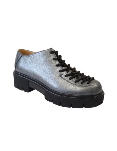 Pantofi cu talpa groasa gri din piele naturala Diana, Mateo Shoes