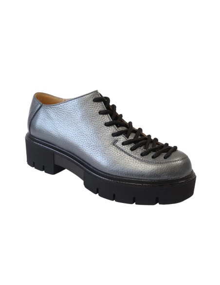 Pantofi cu talpa groasa gri din piele naturala Diana, Mateo Shoes