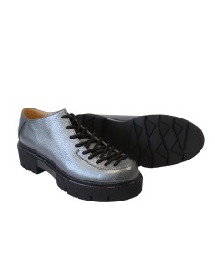 Pantofi cu talpa groasa gri din piele naturala Diana, Mateo Shoes 2